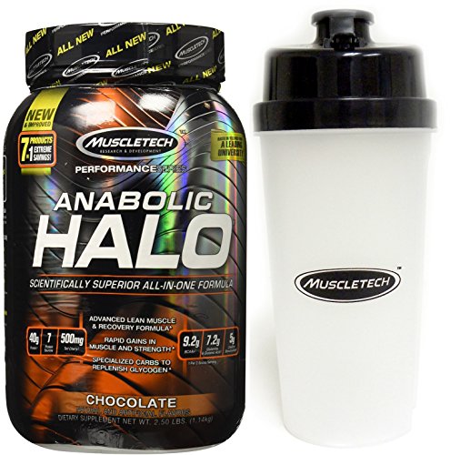0837655005254 - MUSCLETECH ANABOLIC HALO, ALL-IN-ONE LEAN MUSCLE SHAKE, CHOCOLATE, 2.4 LBS W/ FREE SHAKER CUP