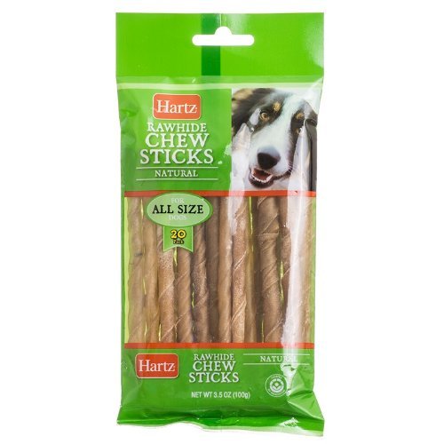0838492049135 - HARTZ RAWHIDE CHEW STICKS, NATURAL, 20-COUNT, PACK OF 4