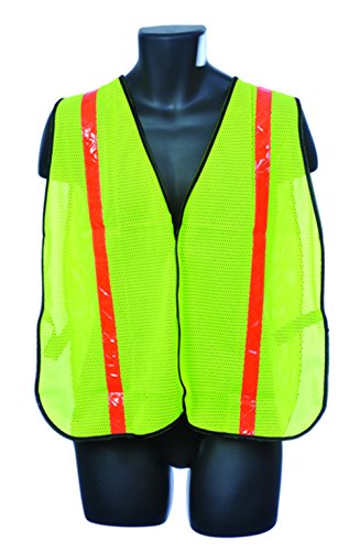 0839409002588 - MAJOR GLOVES 98-1301-G SAFETY MESH VEST, GREEN WITH ORANGE REFLECTOR STRIPE, 100% POLYESTER WITH VELCRO CLOSURE GREEN (PACK OF 10)