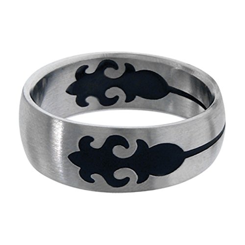 0839546223822 - MEN'S STAINLESS STEEL RING WITH BLACK FLEUR-DE-LIS ETCHING SIZE 9