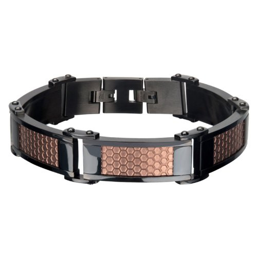 0839546729089 - INOX MEN'S 8.25 CAPPUCCINO BROWN STAINLESS STEEL HONEYCOMB POLISHED BRACELET