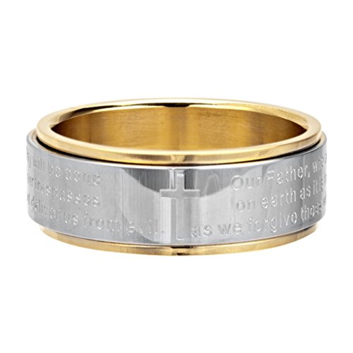 0839546959547 - INOX JEWELRY WOMENS STAINLESS STEEL LORD'S PRAYER SPINNER RING (SIZE 9)