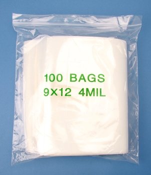 0840003105919 - 9 X 12, 4 MIL (HEAVY DUTY) WHITE BLOCK ZIPPER RECLOSABLE STORAGE BAGS, PACK OF 200