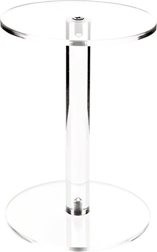 0840003109375 - PLYMOR BRAND ACRYLIC ROUND BARBELL PEDESTAL DISPLAY RISER 8 H X 6 D (1/4 THICK)