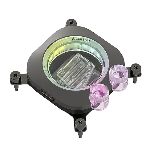 0840006601920 - CORSAIR ICUE LINK XC7 RGB ELITE CPU WATER BLOCK - TRANSPARENT FLOW CHAMBER - 24 RGB LEDS - FITS INTEL® LGA 1700, AMD® AM5 AND OLDER - STEALTH GRAY