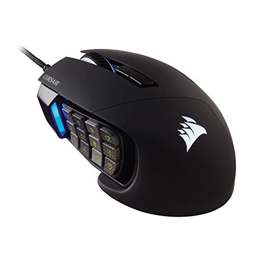 0840006616221 - CORSAIR SCIMITAR RGB ELITE GAMING MOUSE FOR MOBA, MMO - 18,000 DPI - 17 PROGAMMABLE BUTTONS - ICUE COMPATIBLE - BLACK