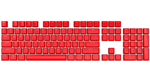 0840006638896 - CORSAIR PBT DOUBLE-SHOT PRO KEYCAP MOD KIT – DOUBLE-SHOT PBT KEYCAPS – ORIGIN RED – STANDARD BOTTOM ROW – TEXTURED SURFACE – 1.5MM-THICK WALLS – O-RING DAMPENERS