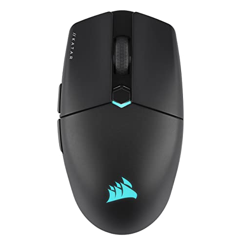 0840006657552 - CORSAIR KATAR ELITE WIRELESS GAMING MOUSE - ULTRA LIGHTWEIGHT, MARKSMAN 26,000 DPI OPTICAL SENSOR, SUB-1MS SLIPSTREAM WIRELESS CONNECTION, UP TO 110 HOURS OF RECHARGEABLE BATTERY LIFE - BLACK
