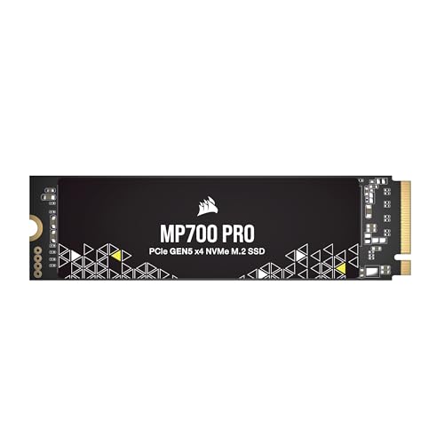 0840006675105 - CORSAIR MP700 PRO 1TB M.2 PCIE GEN5 X4 NVME 2.0 SSD – M.2 2280 – UP TO 11,700MB/SEC SEQUENTIAL READ – HIGH-DENSITY TLC NAND – BLACK