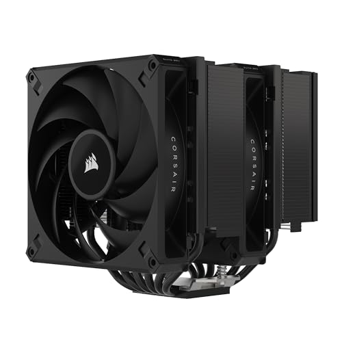 0840006692843 - CORSAIR A115 HIGH-PERFORMANCE TOWER CPU AIR COOLER — COOLS UP TO 270W TDP - SLIDE-AND-LOCK FAN MOUNT - TWO CORSAIR AF140 ELITE FANS - EASY TO INSTALL - PRE-APPLIED THERMAL PASTE — BLACK