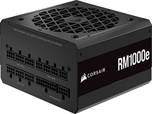 0840006699811 - CORSAIR RM1000E FULLY MODULAR LOW-NOISE POWER SUPPLY - ATX 3.0 & PCIE 5.0 COMPLIANT - 105°C-RATED CAPACITORS - 80 PLUS GOLD EFFICIENCY - MODERN STANDBY SUPPORT - BLACK