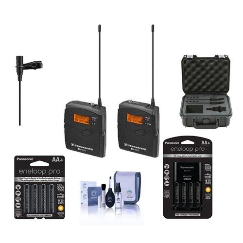 0840014193714 - SENNHEISER EW 112-P G3-A WIRELESS MICROPHONE KIT WITH EK 100 G3 DIVERSITY RECEIVER BAND A - BUNDLE WITH PANASONIC CHARGER, 4X AA BATTERIES, 4X ENELOOP AA NIMH BATTERIES, CLEANING KIT, SKB MIC CASE