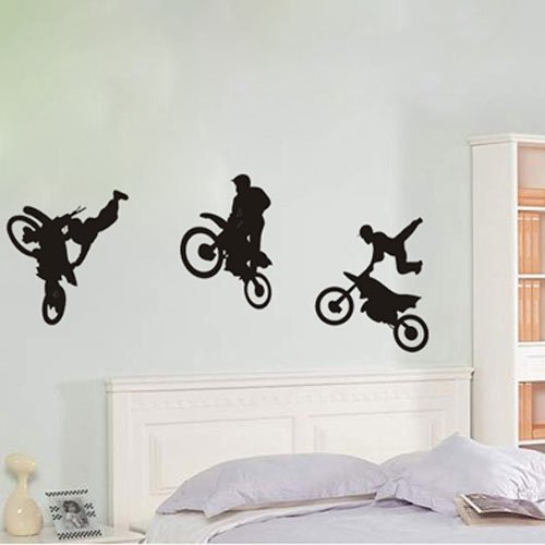 0840022137755 - OLIVIA MOTOCROSS TRICK WALL STICKERS DECALS DECOR ART DIY VINYL MOTORCROSS GRAPHIC EXTREME SPORT SILHOUETTE REMOVABLE WALL MURAL FOR BOYS GIRLS KIDS BEDROOM BABY NURSERY LIVING ROOM HOME DECORATIONS