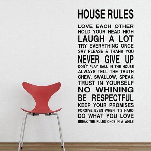 0840022143268 - OLIVIA LARGE WALL STICKER QUOTES - HOUSE RULES LOVE EACH OTHER HOLD YOUR HEAD HIGH LAUGH A LOT... DIY VINYL LETTERING SAYING WALL DECAL INSPIRATIONAL QUOTE HOME DECOR ART FOR LIVING ROOM BEDROOM BLACK COLOR