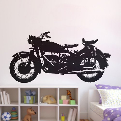 0840022151645 - 23.6 X 47.2 OLIVIA LARGE MOTORCYCLE WALL STICKERS DECALS DIY BLACK GRAPHIC VINYL REMOVABLE HARLEY DAVIDSON INTERIOR PATTERN DESIGN WALL DECOR MURAL SILHOUETTE ART FOR LIVING ROOM TEEN BOYS GIRLS KIDS CHILDREN BEDROOM HOME DECORATION