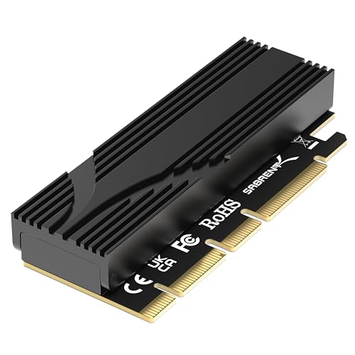 0840025261754 - SABRENT M.2 NVME SSD TO PCIE X16 TOOL-FREE ADD-IN CARD (AIC) WITH ALUMINUM HEATSINK, M.2 PCIE ADAPTER FOR GEN5 SSDS PCIE 5.0, BACKWARDS COMPATIBLE WITH PREVIOUS PCIE GENERATIONS (EC-TFPE)