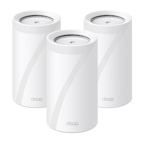 0840030711879 - TP-LINK QUAD-BAND WIFI 7 BE33000 WHOLE HOME MESH SYSTEM (DECO BE95) | 16-STREAM | 2 × 10G + 2 × 2.5G PORTS WIRED BACKHAUL, 12 × HIGH-GAIN ANTENNAS | VPN, AI-ROAMING, 4×4 MU-MIMO, HOMESHIELD (3-PACK)