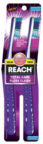 0840040195508 - REACH TOTAL CARE FLOSS CLEAN VALUE PACK ADULT TOOTHBRUSHES, MEDIUM, 2 COUNT