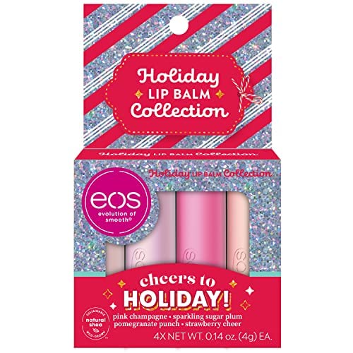 0840044709541 - EOS HOLIDAY LIP BALM 4-PACK - PINK CHAMPAGNE, SPARKLING SUGAR PLUM, POMEGRANATE PUNCH & STRAWBERRY CHEER