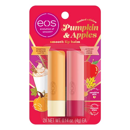 0840044711582 - EOS LIMITED EDITION SMOOTH LIP BALM, WHIPPED PUMPKIN LATTE & AUTUMN APPLE CIDER, MADE FOR SENSITIVE SKIN, ALL-DAY MOISTURE, 2-PACK