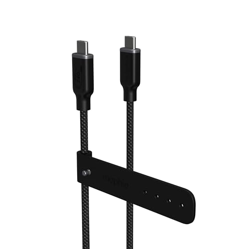0840056181946 - MOPHIE CHARGE STREAM USB-4 USB-C TO USB-C CABLE - 2FT (0.8M) - HEAVY-DUTY BRAIDED, ENDURAFLEX SILICONE, 240W POWER DELIVERY, FAST CHARGE & DATA TRANSFER, WITH DURABLE CABLE STRAP
