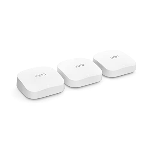 0840080520704 - AMAZON EERO PRO 6E MESH WI-FI SYSTEM | FAST AND RELIABLE GIGABIT + SPEEDS | SUPPORTS BLAZING FAST GAMING | COVERAGE UP TO 6,000 SQ. FT. | 3-PACK, 2022 RELEASE