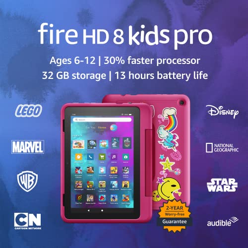 0840080544441 - ALL-NEW FIRE HD 8 KIDS PRO TABLET, 8 HD DISPLAY, AGES 6-12, 30% FASTER PROCESSOR, 13 HOURS BATTERY LIFE, KID-FRIENDLY CASE, 32 GB, (2022 RELEASE), RAINBOW UNIVERSE