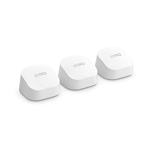 0840080562926 - INTRODUCING AMAZON EERO 6+ DUAL-BAND MESH WI-FI 6 SYSTEM, WITH BUILT-IN ZIGBEE SMART HOME HUB AND 160MHZ CLIENT DEVICE SUPPORT (3-PACK)