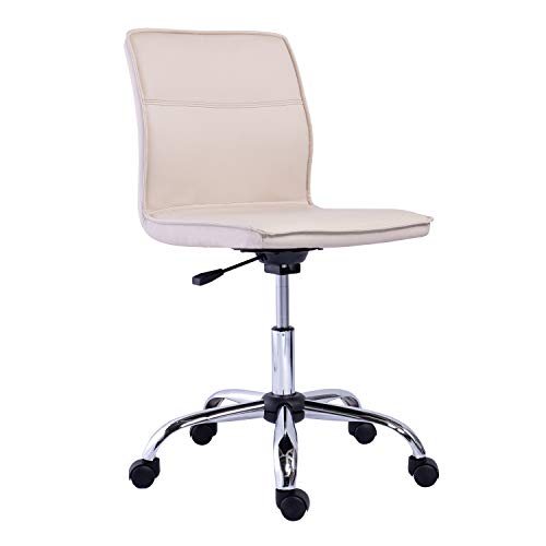 0840095868419 - AMAZON BASICS MODERN ADJUSTABLE LOW-BACK OFFICE DESK CHAIR - WHITE FAUX LEATHER