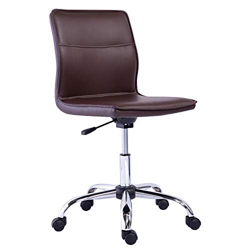 0840095868433 - AMAZON BASICS MODERN ADJUSTABLE LOW-BACK OFFICE DESK CHAIR - BROWN FAUX LEATHER