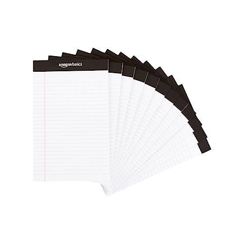 0840095882798 - AMAZON BASICS NARROW RULED LINED WRITING NOTE PAD, 5 INCH X 8 INCH, WHITE, 12 COUNT (12 PACK OF 50 PAGES)