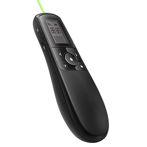 0840095884853 - AMAZON BASICS WIRELESS PRESENTER, GREEN LASER WITH TIMER, 2.4GHZ, LITHIUM BATTERY OPERATED