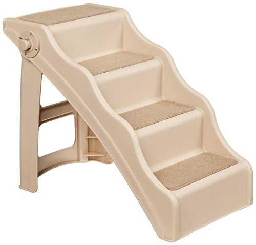 0840095885607 - AMAZON BASICS FOLDABLE STEPS FOR DOGS AND CATS, TAN