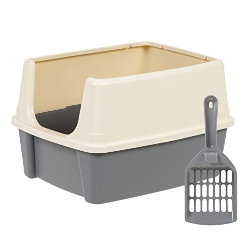 0840095891172 - AMAZON BASICS TALL OPEN TOP CAT LITTER BOX WITH HIGH SIDES AND CAT LITTER SCOOP