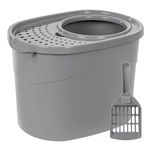 0840095891431 - AMAZON BASICS TOP ENTRY CAT LITTER BOX WITH CAT LITTER SCOOP, OVAL