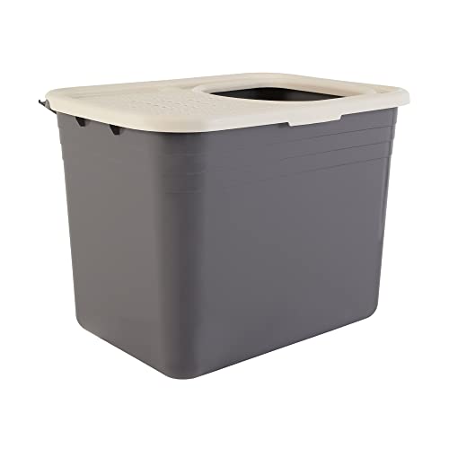 0840095898973 - AMAZON BASICS NONSTICK TOP-ENTRY CAT LITTER BOX WITH FILTER LID, LARGE