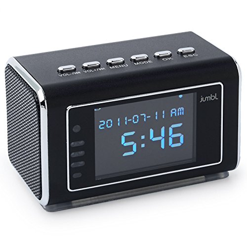 0840102103878 - JUMBL JU-SC02B MINI HIDDEN SPY CAMERA RADIO CLOCK WITH MOTION DETECTION AND INFRARED NIGHT VISION - BUILT-IN SCREEN, SPEAKER, MICRO SD SLOT AND AUX LINE IN - STANDALONE OPERATION WITHOUT NEED FOR COMPUTER FOR YOUR HOME, KIDS & MORE - BLACK