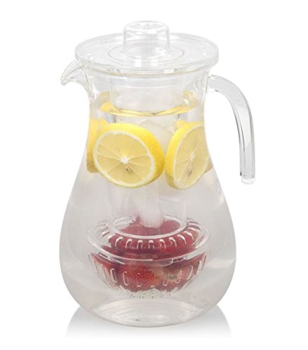 0840102105643 - JUMBL TEA INFUSER WATER PITCHER. PLASTIC PITCHERS WITH SPILL PROOF LID & REMOVABLE INFUSION INSERT FOR KOOL AID, JUICE, ICED TEA, LEMON WATER, CRYSTAL CLEAR SHATTERPROOF ACRYLIC, 2 QUART