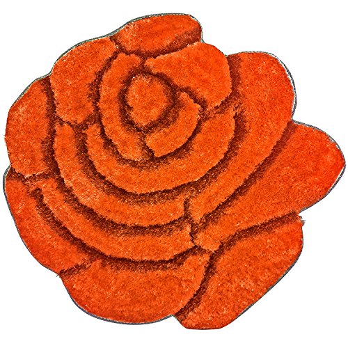 0840102108873 - SUPER SOFT AREA RUG - MODERN ROSE FLOWER SHAPED COZY 35 FLOOR MAT WITH 3D AFFECT,
