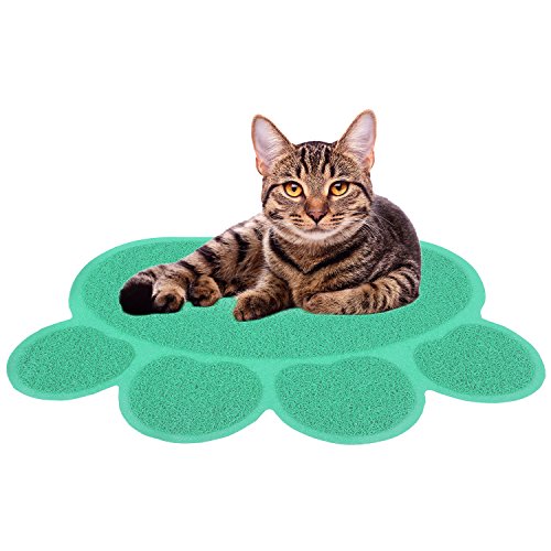 0840102115178 - CAT LITTER MAT CATCHER - SMARTGRIP PAW-SHAPED INNOVATIVE GRASS-LIKE MATERIAL TRAPS AND CATCHES LITTER WHILE REMAINING SOFT ON PAWS - 1 YEAR WARRANTY - 24 X 18