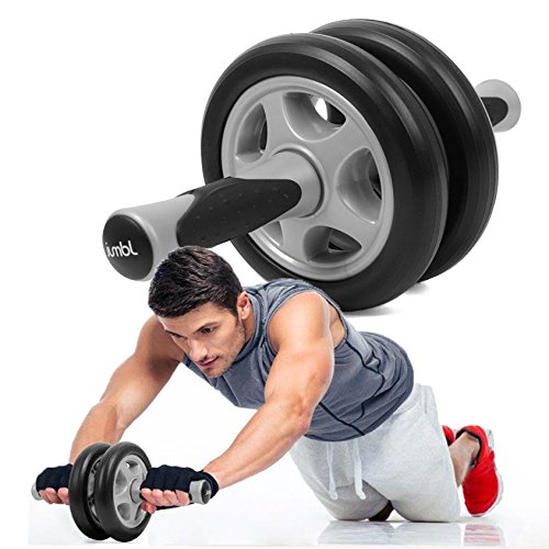 0840102120189 - JUMBL AB WHEEL ROLLER - DUAL, DOUBLE PRO ABDOMINAL EXERCISE WHEEL - FITNESS SMOOTH WORKOUT FOR ABS
