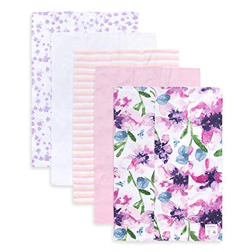 0840109500670 - BURT’S BEES BABY BURP CLOTHS 5 PACK EXTRA ABSORBENT 100% ORGANIC COTTON BURP CLOTHS WATERCOLOR DAYLILY