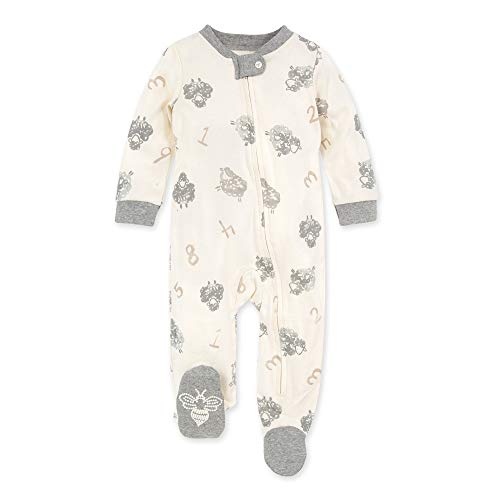 0840109515971 - BURT’S BEES BABY BABY SLEEP & PLAY, ORGANIC ONE-PIECE ROMPER-JUMPSUIT PJ, ZIP FRONT FOOTED PAJAMA, COUTING SHEEP, 0-3 MONTHS