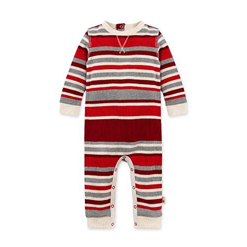 0840109527844 - BURTS BEES BABY BABY BOYS ROMPER JUMPSUIT, 100% ORGANIC COTTON ONE-PIECE COVERALL, RED MULTISTRIPE, 6-9 MONTHS
