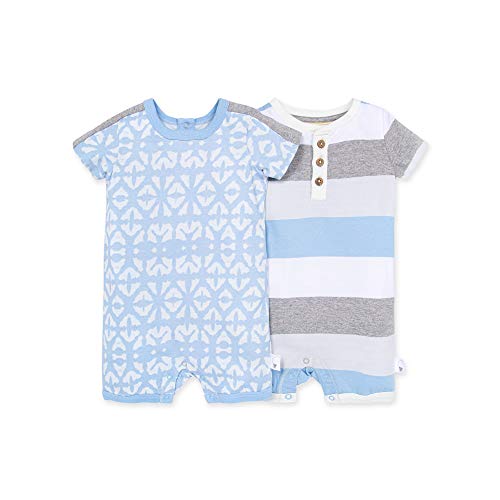 0840109542649 - BURTS BEES BABY BABY BOYS SHORT SLEEVE ROMPERS, 100% ORGANIC COTTON ONE-PIECE JUMPSUIT COVERALL, DIAMOND SHIBORI, 12 MONTHS