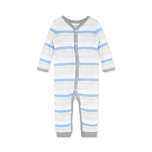0840109543240 - BURTS BEES BABY BABY BOYS ROMPER JUMPSUIT, 100% ORGANIC COTTON ONE-PIECE COVERALL, FOOTHILLS STRIPE, 0-3 MONTHS