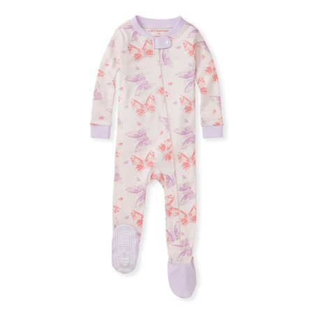 0840109549075 - BURTS BEES BABY BABY GIRLS PAJAMAS, ZIP FRONT NON-SLIP FOOTED SLEEPER PJS, 100% ORGANIC COTTON, BUTTERFLY BUDDIES, 18 MONTHS