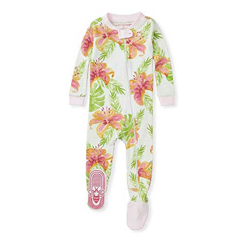 0840109549303 - BURTS BEES BABY BABY GIRLS PAJAMAS, ZIP FRONT NON-SLIP FOOTED SLEEPER PJS, 100% ORGANIC COTTON, LILY OASIS, 12 MONTHS