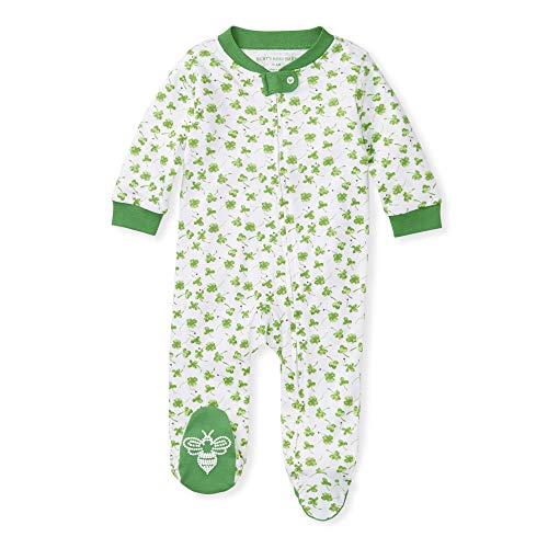 0840109551092 - BURTS BEES BABY BABY SLEEP & PLAY, ORGANIC ONE-PIECE ROMPER-JUMPSUIT PJ, ZIP FRONT FOOTED PAJAMA, LUCKY CLOVERS, 3-6 MONTHS
