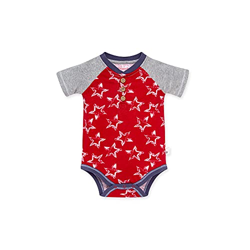0840109553553 - BURTS BEES BABY BABY BOYS, SHORT LONG SLEEVE ONE-PIECE BODYSUITS, 100% ORGANIC COTTON, 3 MONTHS RED